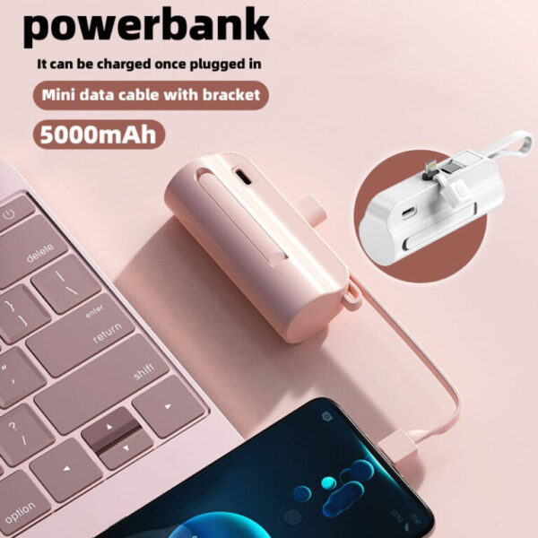 [SG Stock] 5000mAh Mini Power Bank Portable Charger Small Lightweight Power Bank With Cable Connector Fast Charging