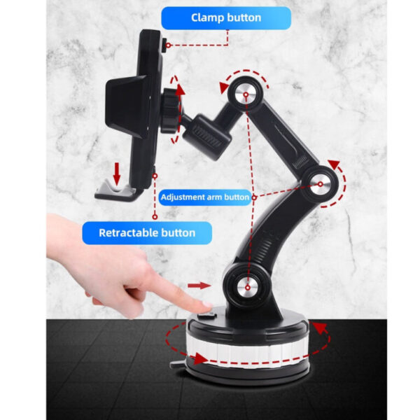 Car Phone Holder Suction Cup Mount Stand Multi-Angle Adjustable Phone